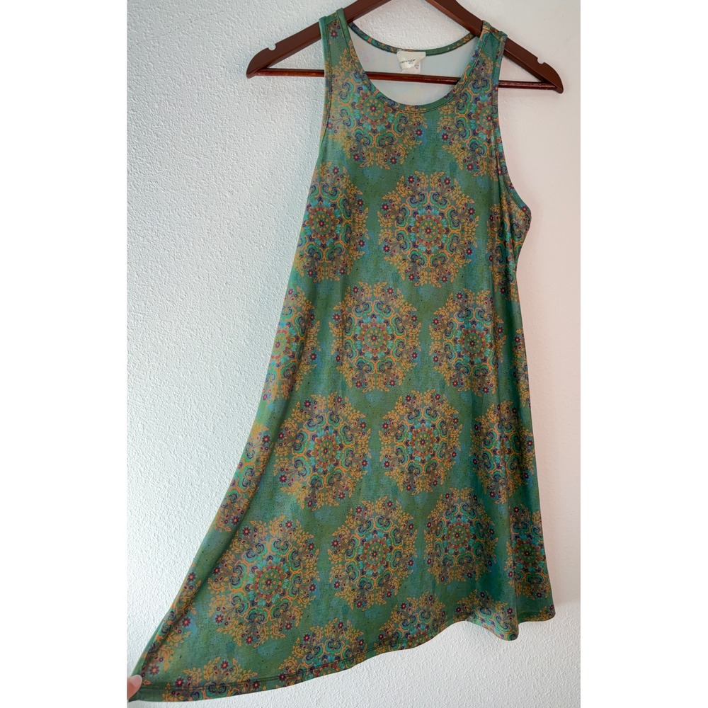 Natural Life Green Boho Medallion Mini Dress Mandala Print Indie Y2K Festival M